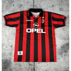 AC Milan 1997/1998 Lotto Vintage Home Football Shirt Soccer Jersey Rare‎ Size L